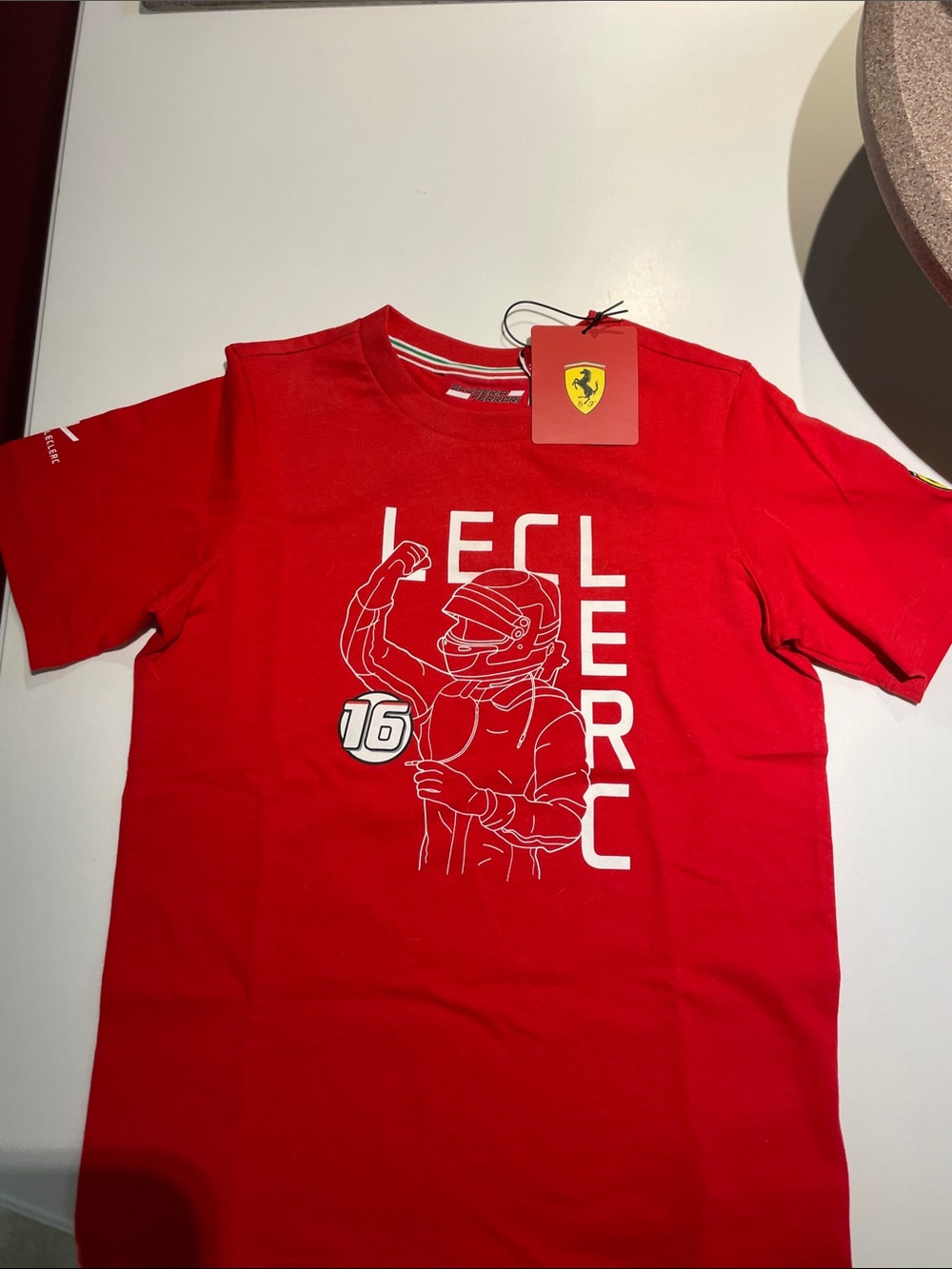 Ferrari Red Graphic Racing Driver Tee with White Print